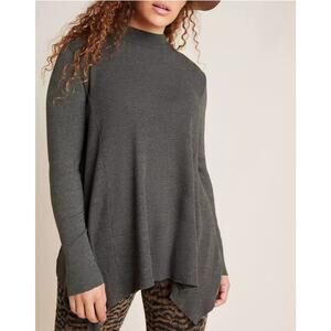 T.L.A Anthropologie Sloane Mock Neck Gray Waffle Knit Mock Neck Long Sleeve Top